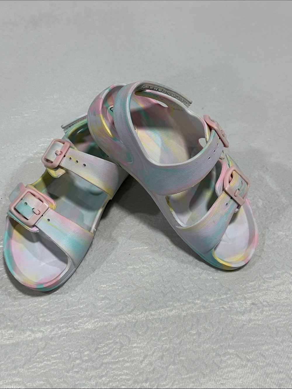 Cat & Jack Pastel Tie-Dye Buckle Sandals - Pink, Blue, Yellow